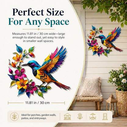 🐦🌺 Hummingbird Bloom Metal Wall Art — Bring your garden indoors. No watering needed.