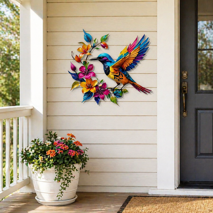 🐦🌺 Hummingbird Bloom Metal Wall Art — Bring your garden indoors. No watering needed.