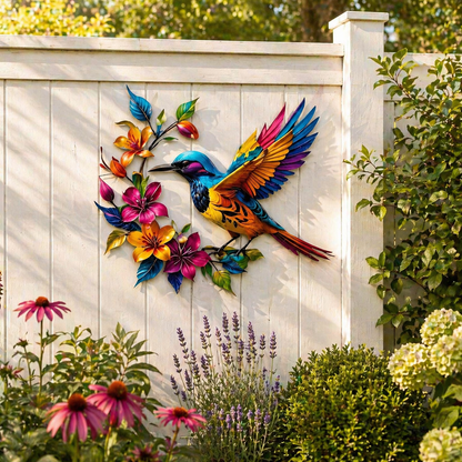 🐦🌺 Hummingbird Bloom Metal Wall Art — Bring your garden indoors. No watering needed.
