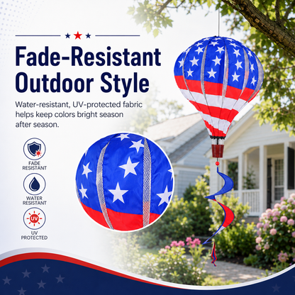 Patriotic Hot Air Balloon Hanging Wind Spinner