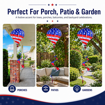 Patriotic Hot Air Balloon Hanging Wind Spinner