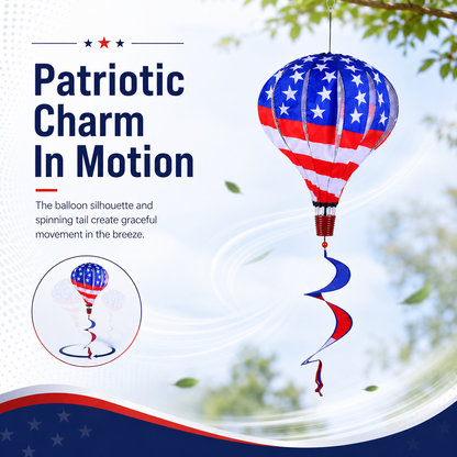 Patriotic Hot Air Balloon Hanging Wind Spinner