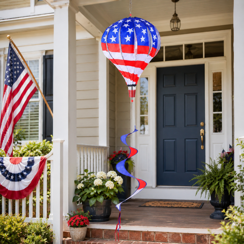 Patriotic Hot Air Balloon Hanging Wind Spinner