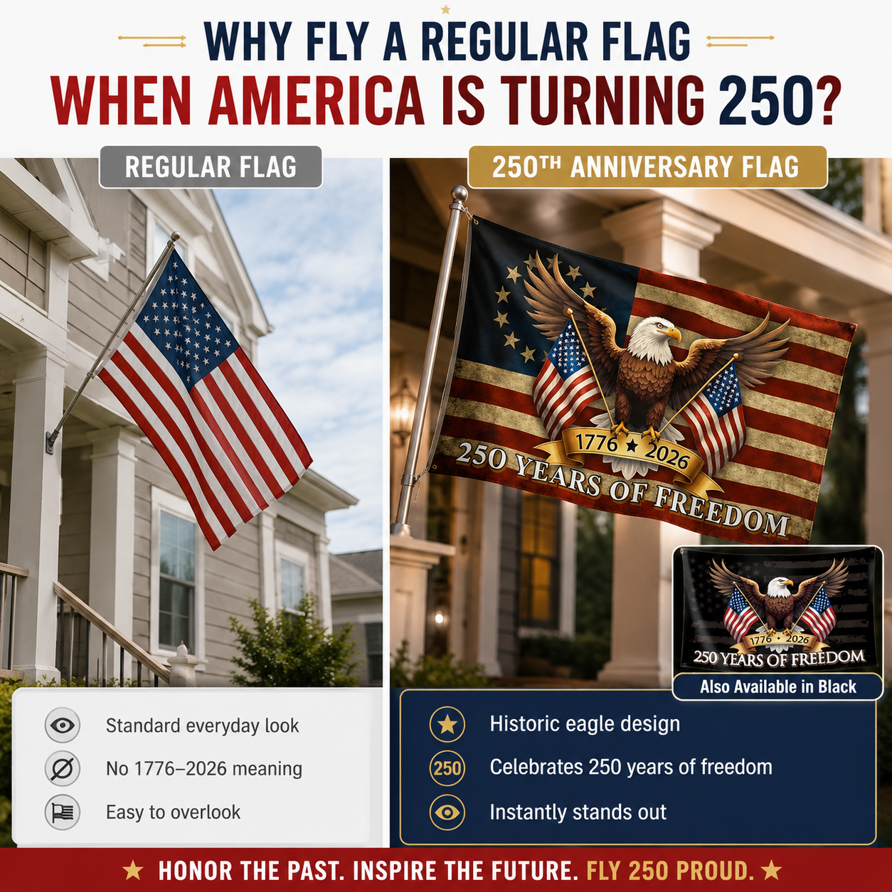 USA 250 Years of Freedom Patriotic Eagle Flag