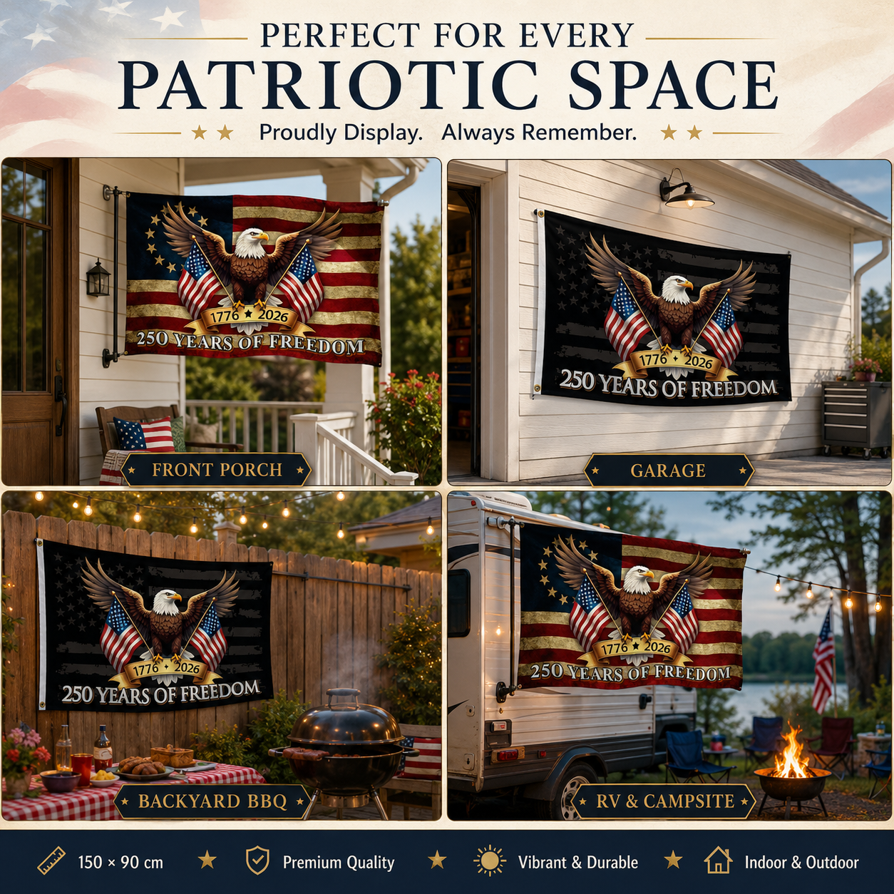 USA 250 Years of Freedom Patriotic Eagle Flag