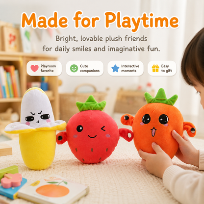 🎵Interactive Music Plush Toy Set🎁–Banana, Strawberry & Carrot Electric Stuffed Toys, Fun Prank & Play Toy for Family, Friends & Couples, Perfect Holiday Gift for Kids & Adults-TI