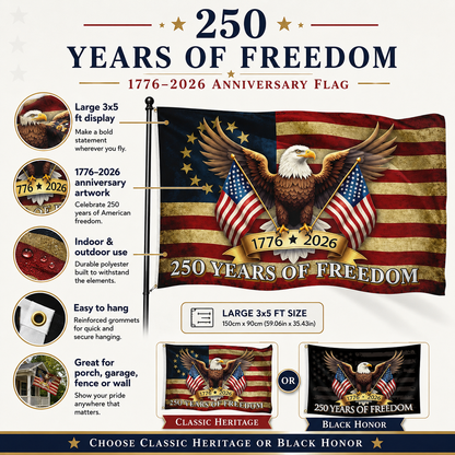 USA 250 Years of Freedom Patriotic Eagle Flag