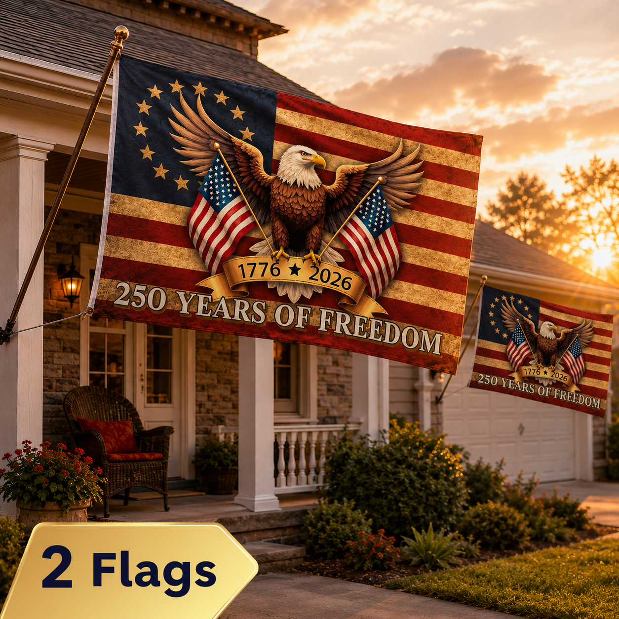 USA 250 Years of Freedom Patriotic Eagle Flag