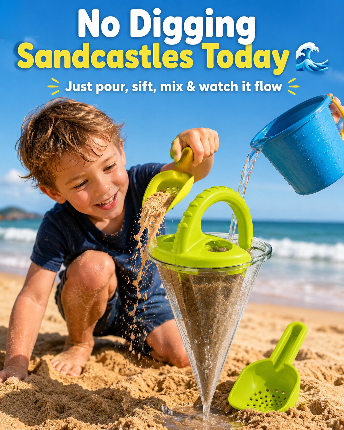 🏖️ Kids Sand & Water Funnel Toy with Sifting Shovel – Keeps Kids Busy All Afternoon 🌊