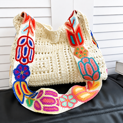 Women's Retro Boho Floral Patchwork Crossbody Messenger Bag for Travel, Shopping & Everyday Use