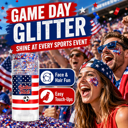 USA Patriotic Glitter Stick, Red White Blue Face Hair Body Glitter for 4th of July, Sports Events, Festivals & Parties