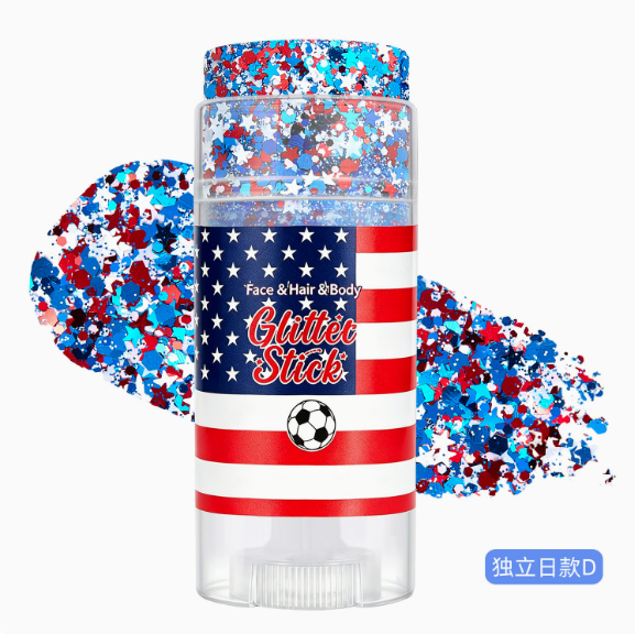 USA Patriotic Glitter Stick, Red White Blue Face Hair Body Glitter for 4th of July, Sports Events, Festivals & Parties