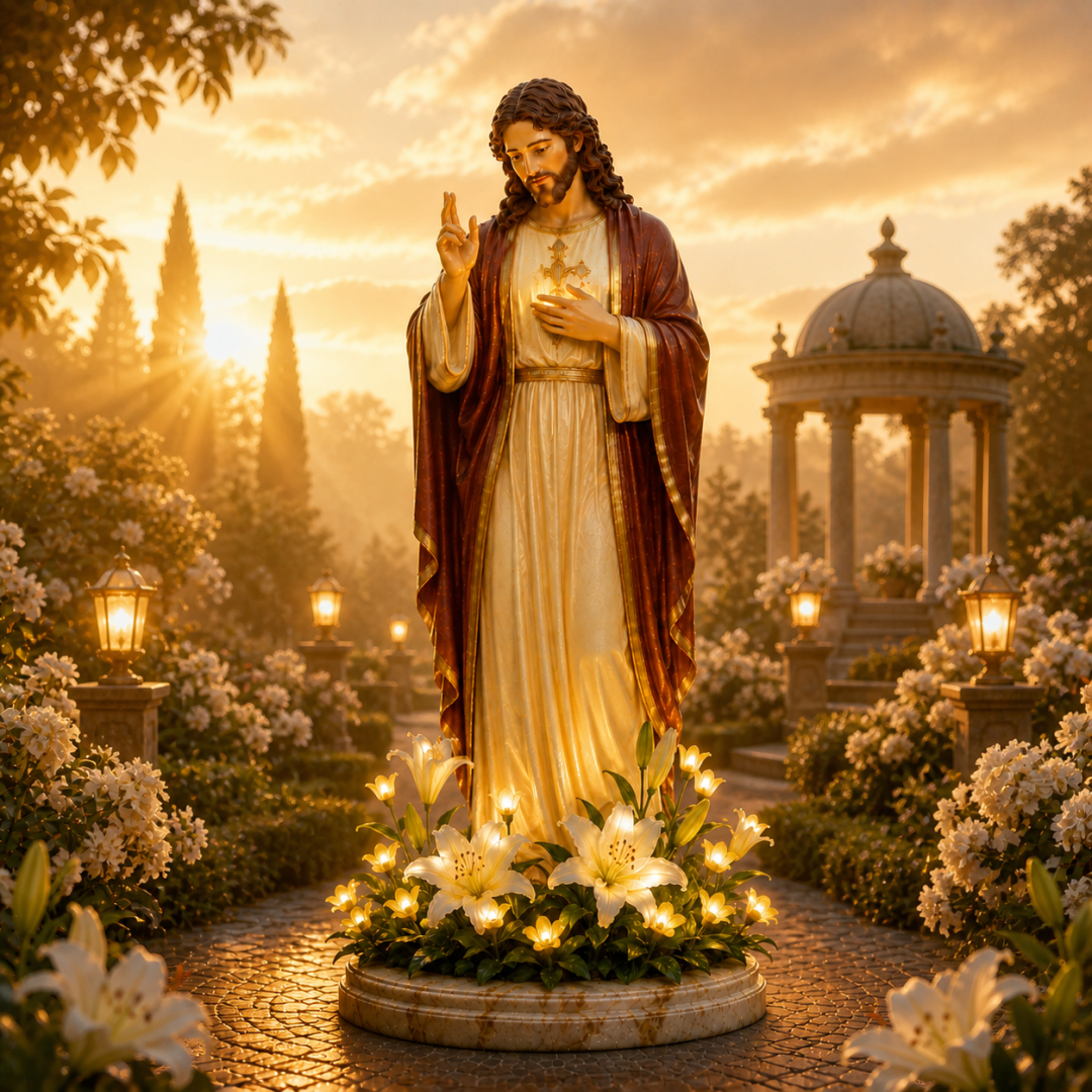 🕯️ Holy Illumination: Virgin Mary & Jesus Resin Statue Light