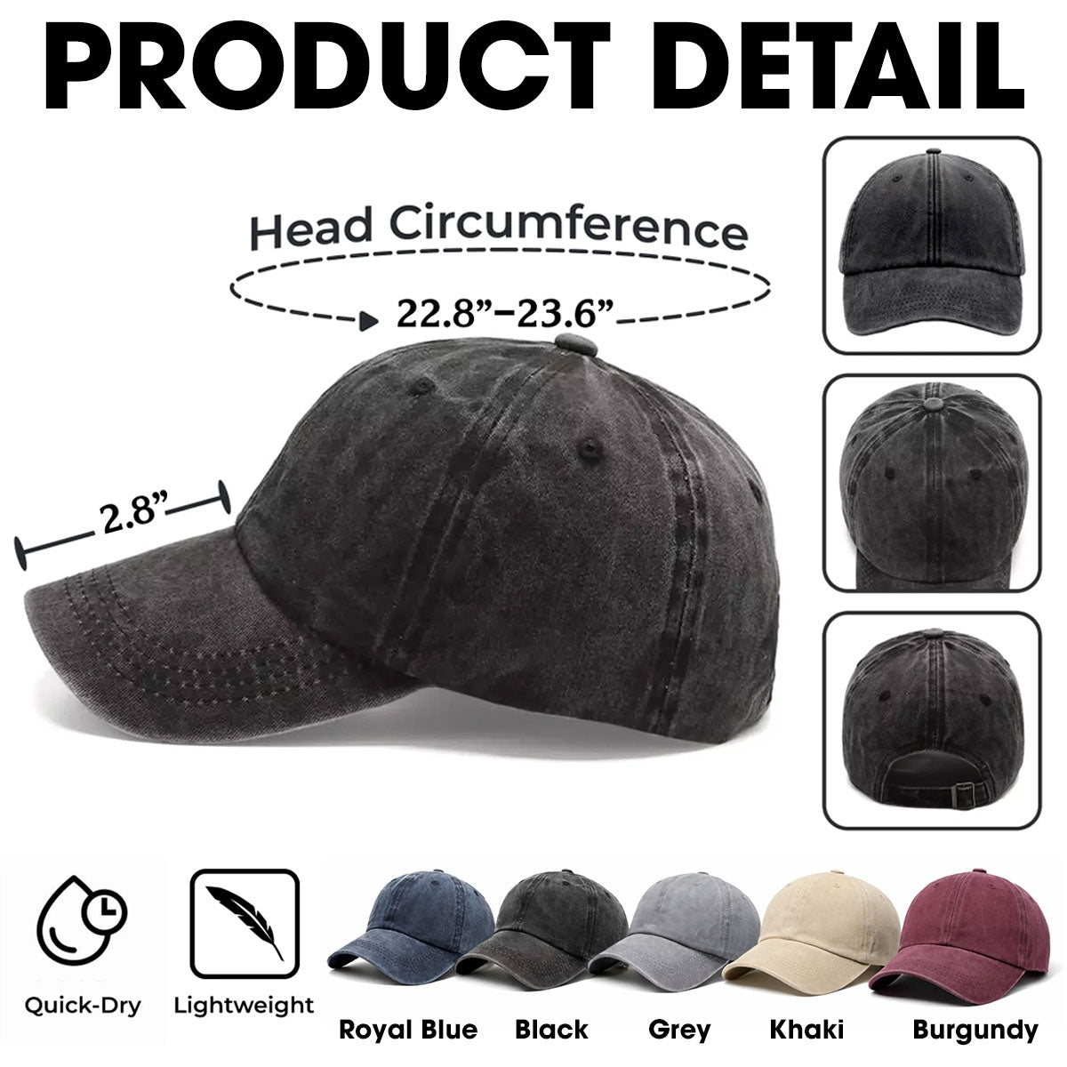 Sun On Our Heads - Personalized Custom 3D Effect Vintage Washed Denim Cap