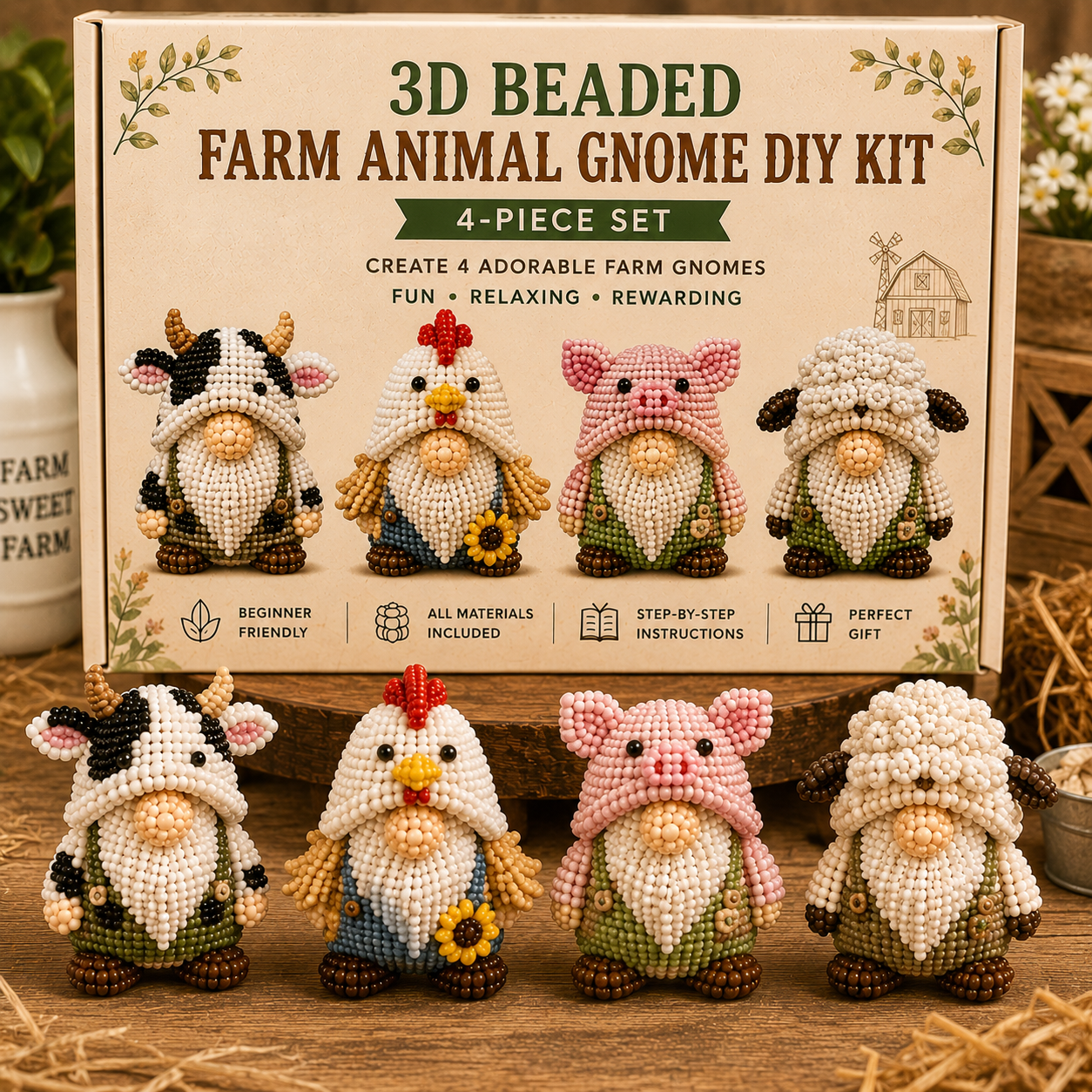 🎁 Perfect Handmade Gift✨Make Your Own 3D Beaded Gnome