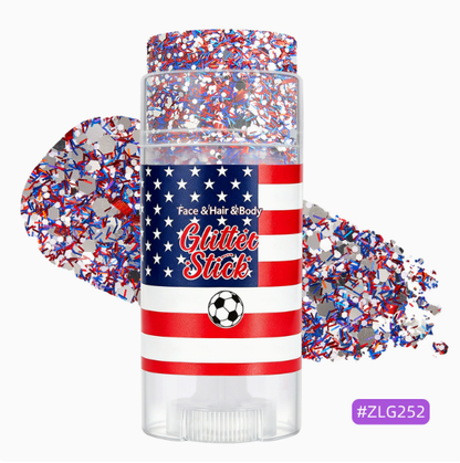 USA Patriotic Glitter Stick, Red White Blue Face Hair Body Glitter for 4th of July, Sports Events, Festivals & Parties