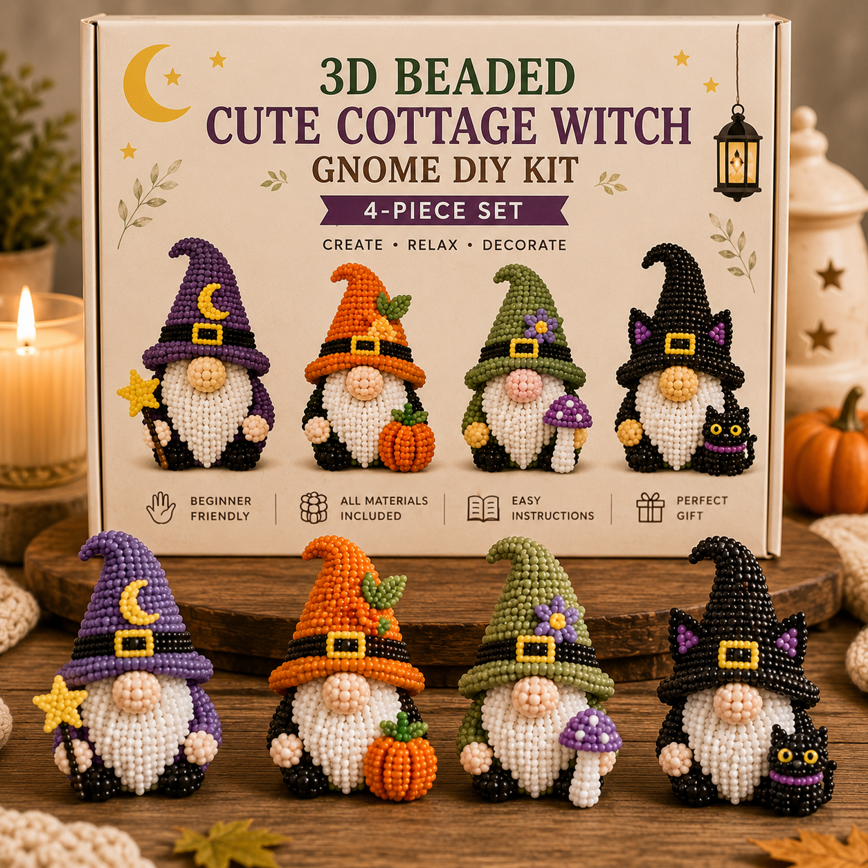🎁 Perfect Handmade Gift✨Make Your Own 3D Beaded Gnome