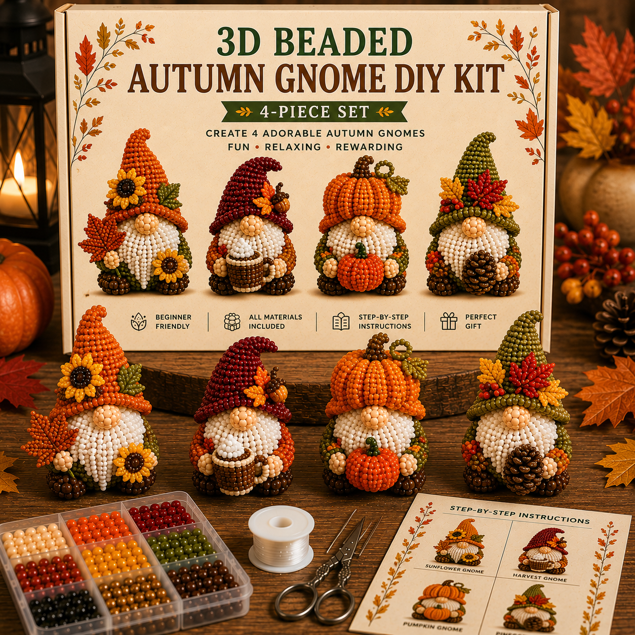 🎁 Perfect Handmade Gift✨Make Your Own 3D Beaded Gnome