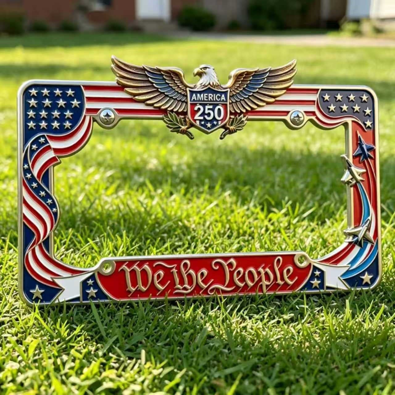 🚗🦅250th Anniversary Car Plate Frame with Eagle Design