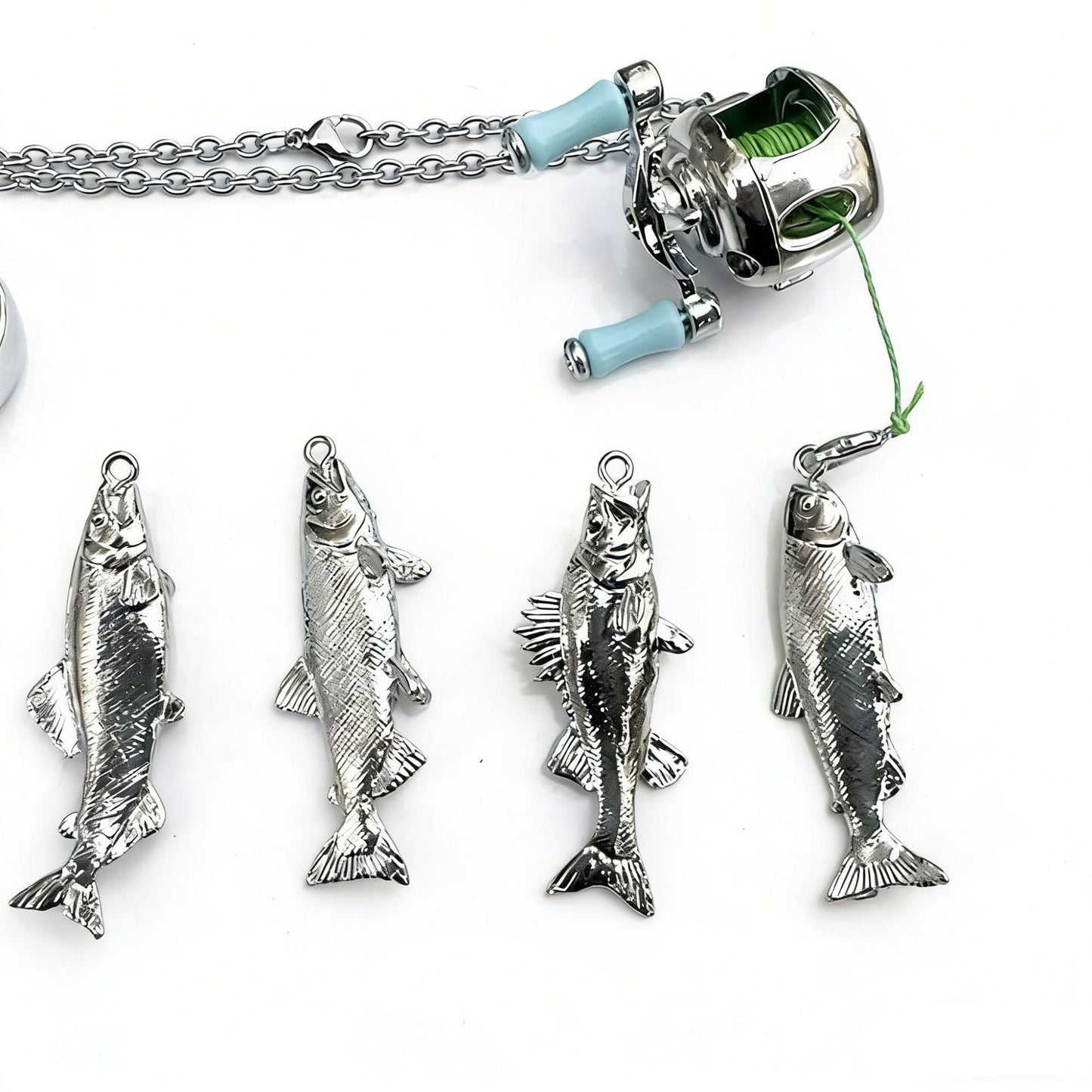😍 Collectible Mini Fishing Reel Pendant Necklace for Anglers