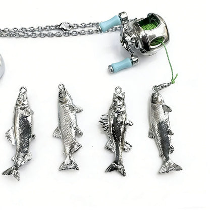 😍 Collectible Mini Fishing Reel Pendant Necklace for Anglers