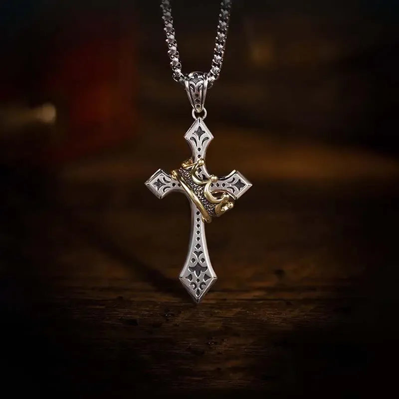 🔥🔥Crown Cross Necklace for Men and Women Faith Prayer Accessories Gift