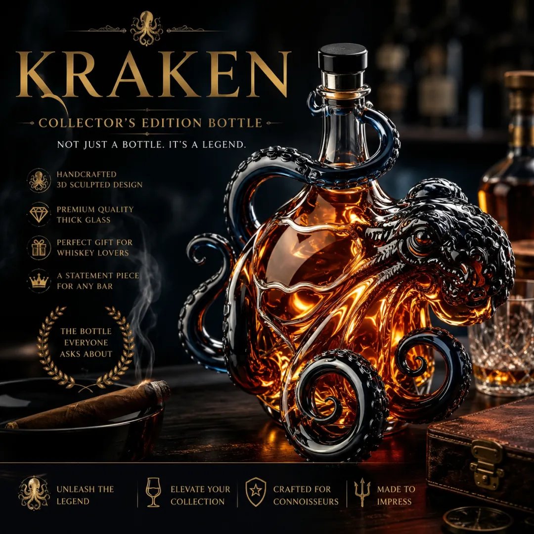 🔥HOT SALE 49% OFF - The Kraken Black Spiced Rum 3D Sculpted Octopus Collector's Edition Bottle🐙🥃