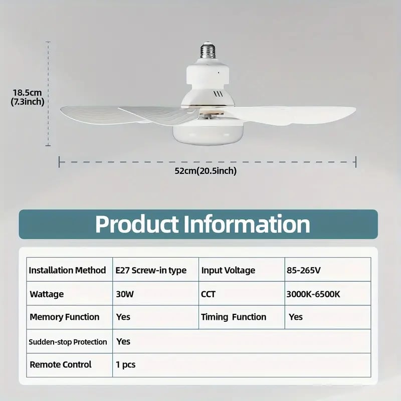 ⏳SUMMER SALE 60% OFF🔥40W LED Ceiling Fan Light – 20.5” Ultra-Quiet with Remote 🎯 | E27 + FREE B22 Adapter 🔌 | For Bedroom 😴, Kitchen 👩‍🍳 & Garage 🛠️ – UK Ready! 🇬🇧