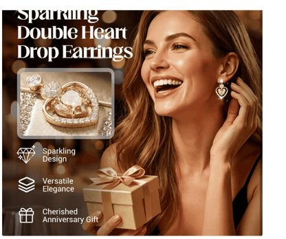 💖 49% OFF NOW! ✨ Women's Sparkling Double Heart Drop Earrings – Cubic zirconia – Romantic design, lightweight – perfect for daily wear or gifting 💎