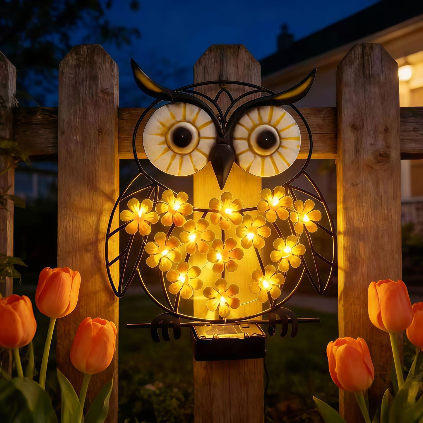 💛Solar-powered wrought iron owl lamp🦉