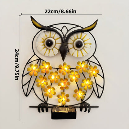 💛Solar-powered wrought iron owl lamp🦉