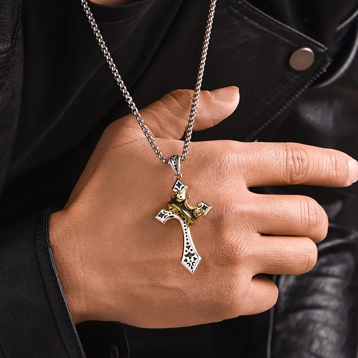 🔥🔥Crown Cross Necklace for Men and Women Faith Prayer Accessories Gift