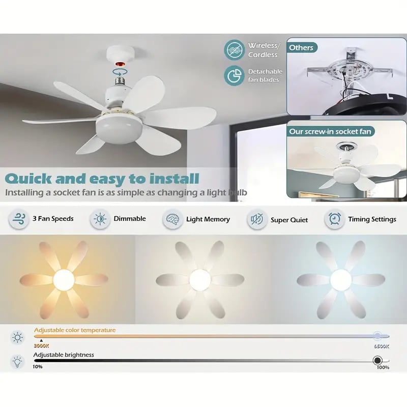 ⏳SUMMER SALE 60% OFF🔥40W LED Ceiling Fan Light – 20.5” Ultra-Quiet with Remote 🎯 | E27 + FREE B22 Adapter 🔌 | For Bedroom 😴, Kitchen 👩‍🍳 & Garage 🛠️ – UK Ready! 🇬🇧
