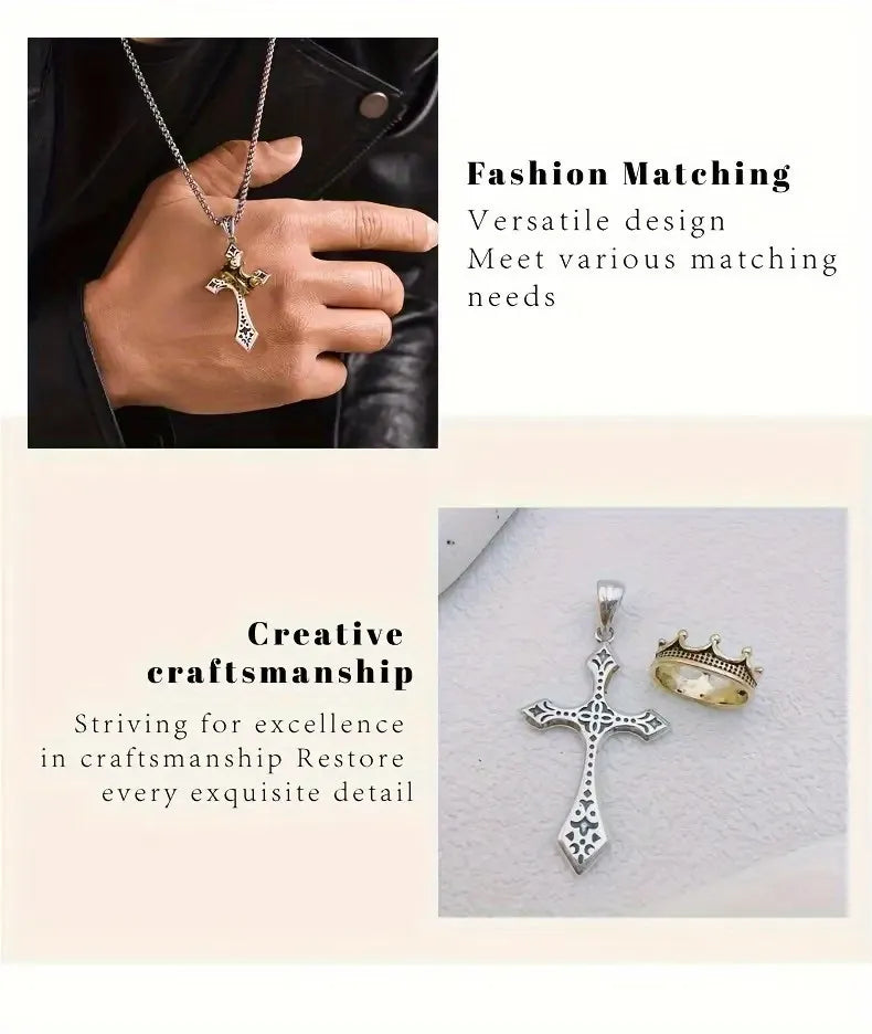 🔥🔥Crown Cross Necklace for Men and Women Faith Prayer Accessories Gift