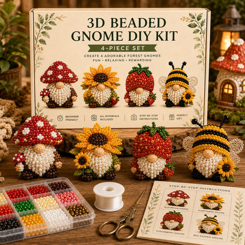 🎁 Perfect Handmade Gift✨Make Your Own 3D Beaded Gnome