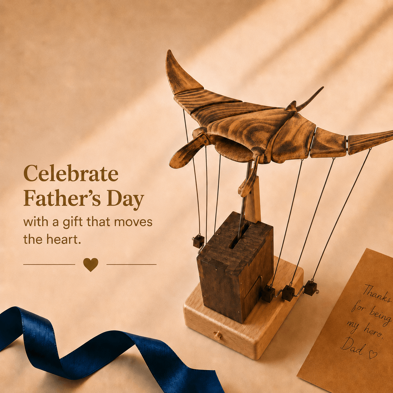 Inexcepted Wooden Manta Ray — The Gift Dad Won’t Forget 🐦‍⬛