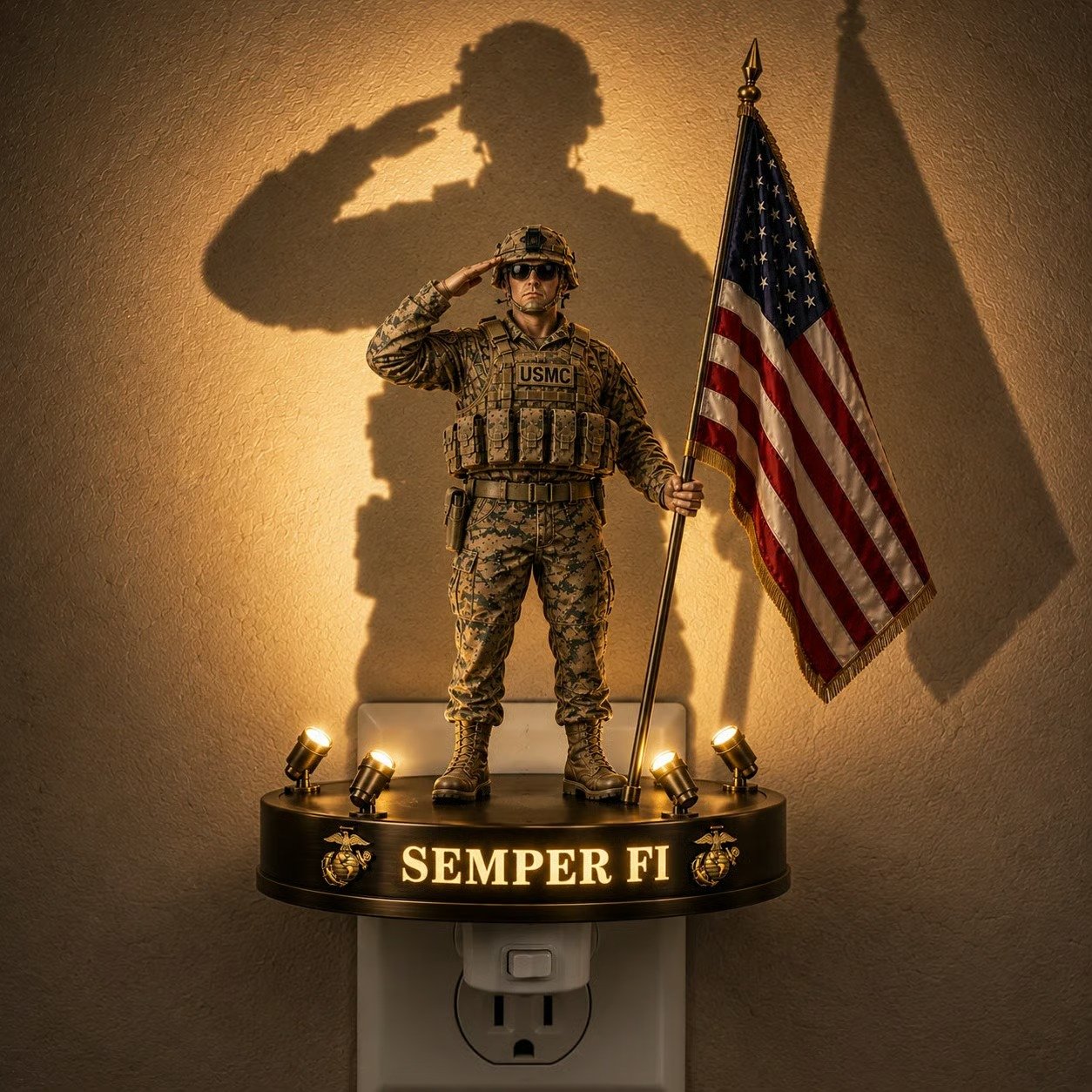 ⚓🎁 U.S. Marine Corps Semper Fi Shadow Night Light
