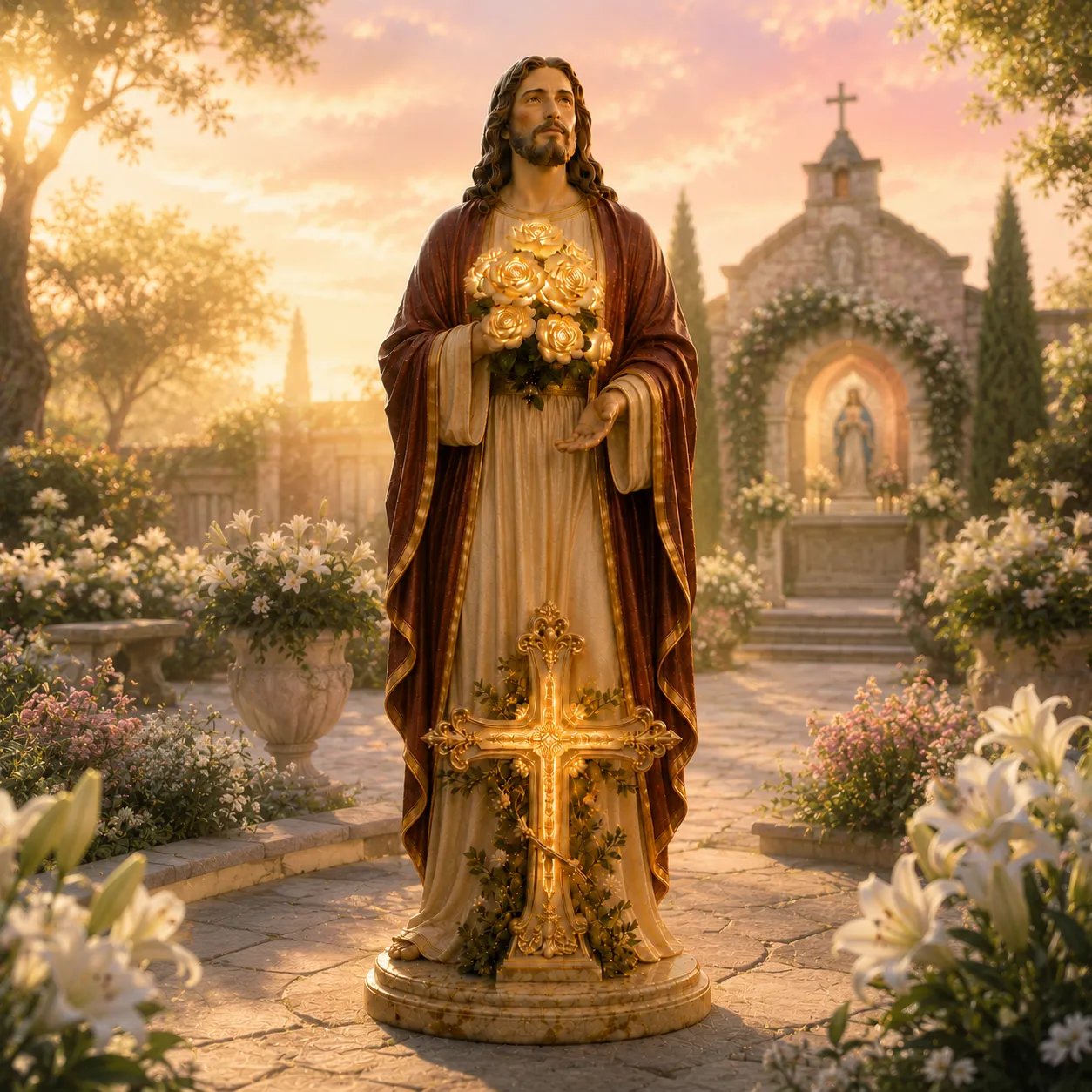 💛 Blessed Light of Jesus Garden Sculpture（8in）