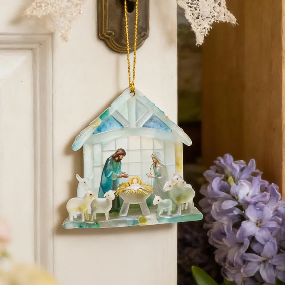 🏆🌊Christmas scene Jesus  pendant-natural art