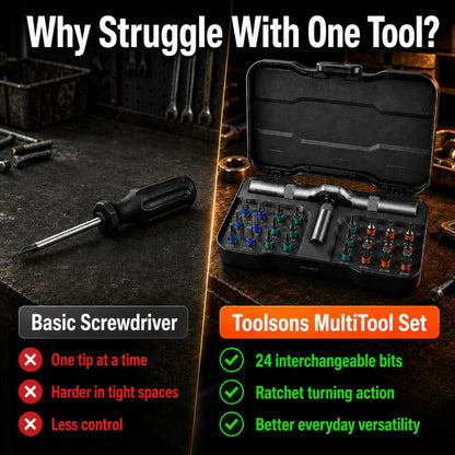 24-in-1 T-Handle Ratchet Screwdriver Set, S2 Steel Repair Tool Kit