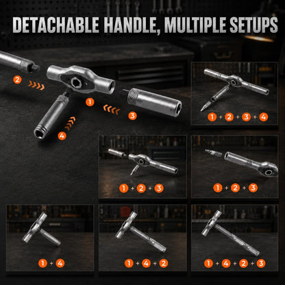 24-in-1 T-Handle Ratchet Screwdriver Set, S2 Steel Repair Tool Kit