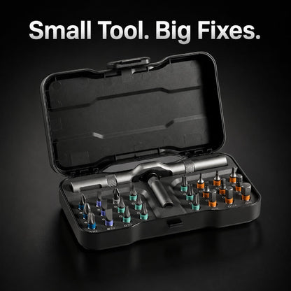 24-in-1 T-Handle Ratchet Screwdriver Set, S2 Steel Repair Tool Kit
