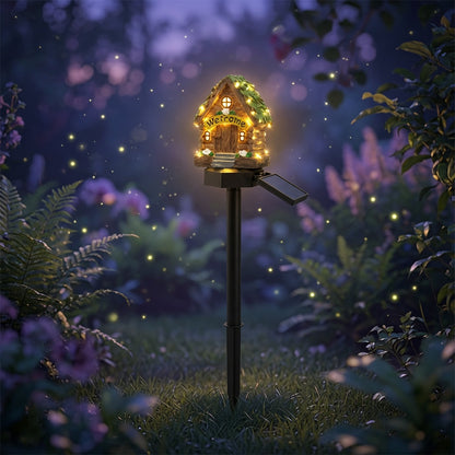 Solar Fairy-Tale Mushroom Cottage Garden Light