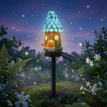 Solar Fairy-Tale Mushroom Cottage Garden Light