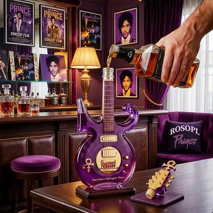 Purple Music Legend Guitar-Shaped Commemorative Whiskey Bottle