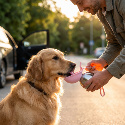 Insulated Stainless Steel Travel Dog Water Bottle & Bowl